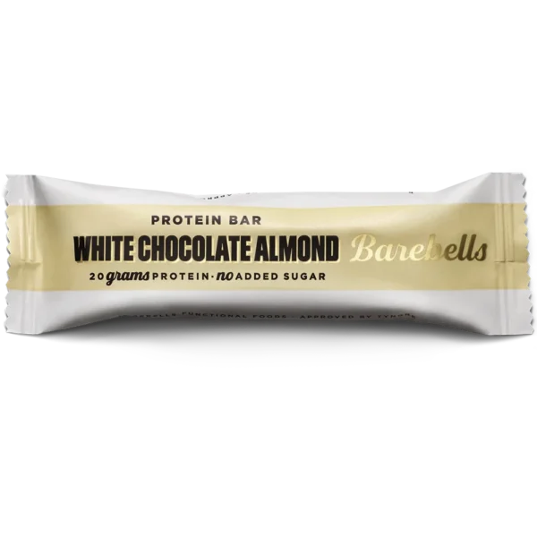 BAREBELLS Proteiinibatoon White chocolate & Almond, valguallikas, valgubatoon, proteiini allikas, proteiinibatoon, ilma listatud suhkruta, hinnatud batoon, pehme batoon, valge shokolaadiga, mandli maitseline, pähklitega, mandli pähkel