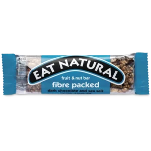 EAT NATURAL Batoon Fibre Packed tumeda šokolaadi ja meresoolaga, kiudainerikas, tervislik, batoon, shokolaadibatoon, müslibatoon