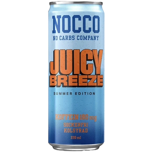 NOCCO Juicy Breeze, kofeiiniga, spordijook, nocco kontakt, nocco e-pood, tervislikud spordijoogid, tervisejook, suhkruvaba, kalorivaba, kalorideta, 0 kalorit, tervislik, gaseeritud, uus nocco, uued noccod